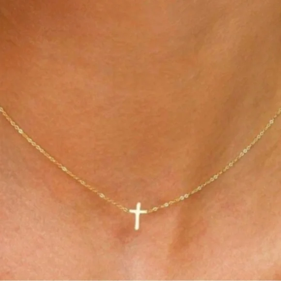 Anthropologie Dainty Cross Minimalist Chain Necklace - Picture 3 of 3